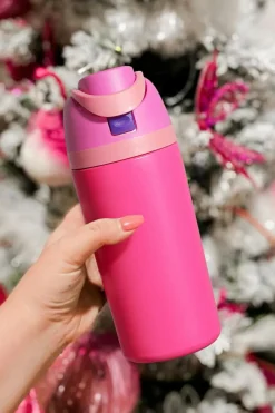 Fashion Dear-Lover Insulated Stainless Steel Tumbler with Carry Loop 16oz Strawberry Pink