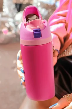 Fashion Dear-Lover Insulated Stainless Steel Tumbler with Carry Loop 16oz Strawberry Pink