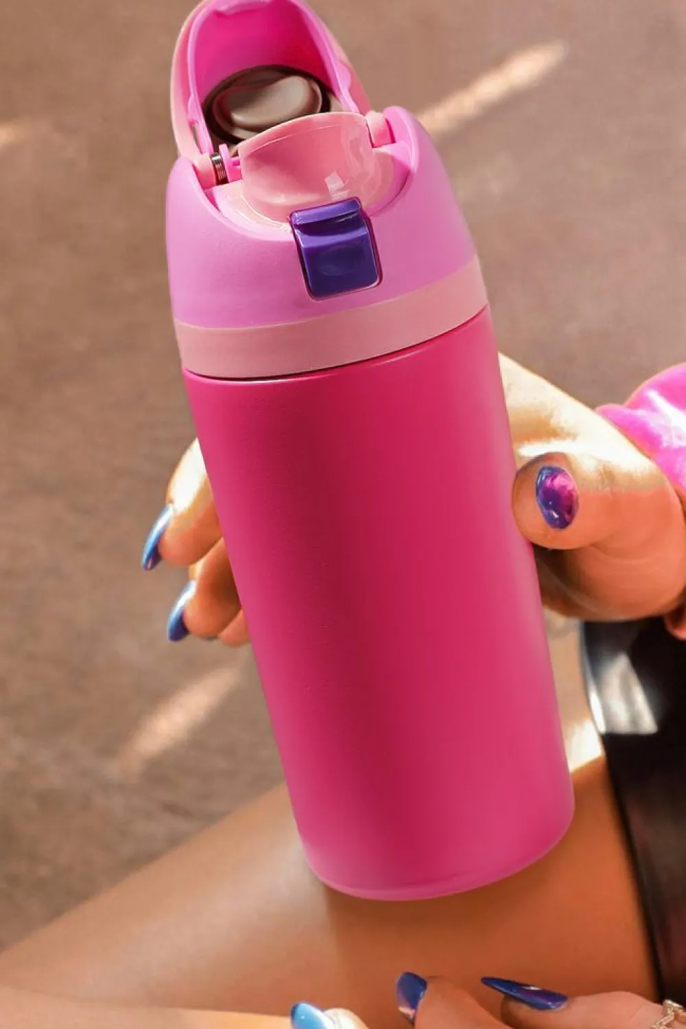 Fashion Dear-Lover Insulated Stainless Steel Tumbler with Carry Loop 16oz Strawberry Pink