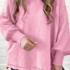 Discount Dear-Lover Mineral Wash Drop Shoulder Pullover Sweatshirt Strawberry Pink