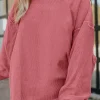 Fashion Dear-Lover Ribbed Corduroy Oversized Sweatshirt Strawberry Pink