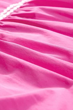Fashion Dear-Lover Ric Rac Colorblock Flutter Sleeve V Neck Tiered Dress Strawberry Pink