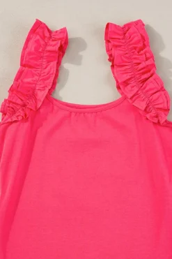 Outlet Dear-Lover Ruffled Wide Straps Slim Tank Top Strawberry Pink