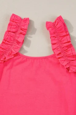 Outlet Dear-Lover Ruffled Wide Straps Slim Tank Top Strawberry Pink