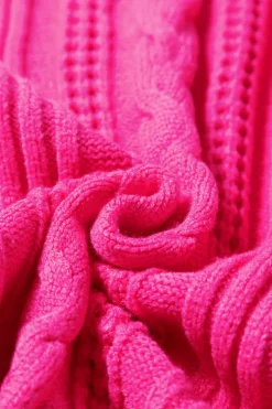 Best Dear-Lover Textured Knit Ruffled Mock Neck Sweater Tank Strawberry Pink