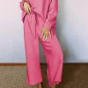 Discount Dear-Lover Ultra Loose Textured 2pcs Slouchy Outfit Strawberry Pink
