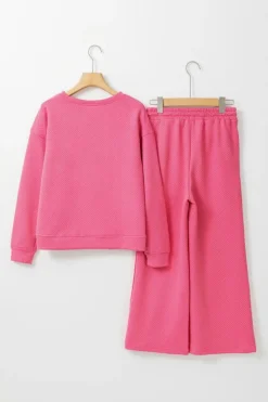 Discount Dear-Lover Ultra Loose Textured 2pcs Slouchy Outfit Strawberry Pink