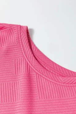 Discount Dear-Lover Ultra Loose Textured 2pcs Slouchy Outfit Strawberry Pink