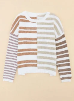 Discount Dear-Lover Blocked Drop Shoulder Slouchy Sweater Stripe