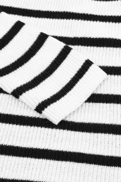 New Dear-Lover Collared V Neck Lightweight Knit Casual Sweater Stripe