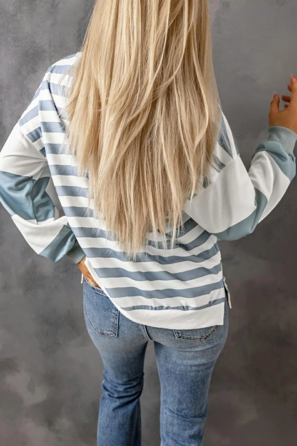 Sale Dear-Lover Drop Shoulder d Pullover Sweatshirt Stripe