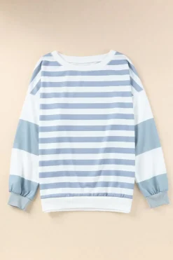 Sale Dear-Lover Drop Shoulder d Pullover Sweatshirt Stripe