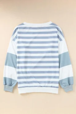 Sale Dear-Lover Drop Shoulder d Pullover Sweatshirt Stripe
