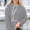 New Dear-Lover Kangaroo Pocket Drawstring Hoodie Stripe