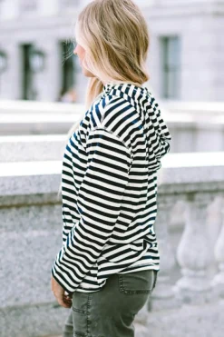 New Dear-Lover Kangaroo Pocket Drawstring Hoodie Stripe