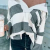 New Dear-Lover Oversized Collared Long Sleeve Top Stripe