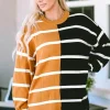 Hot Dear-Lover Oversized Contrast Printed Dropped Shoulder Top Stripe