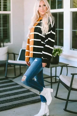 Hot Dear-Lover Oversized Contrast Printed Dropped Shoulder Top Stripe