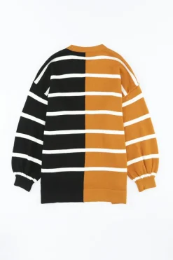 Hot Dear-Lover Oversized Contrast Printed Dropped Shoulder Top Stripe
