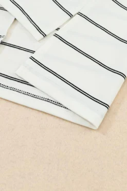 Discount Dear-Lover Patchwork High Low Side Slits Long Sleeve Top Stripe