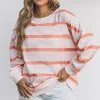 Hot Dear-Lover d Drop Shoulder Pullover Sweatshirt Stripe
