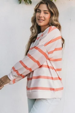 Hot Dear-Lover d Drop Shoulder Pullover Sweatshirt Stripe