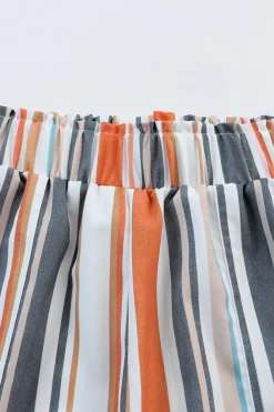 Best Dear-Lover Vintage Washed Elastic Frill Waist Casual Shorts Stripe