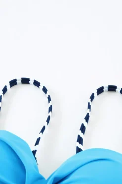 Sale Dear-Lover Striped Padded Gather Push-up Bikini Set Blue
