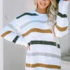 New Dear-Lover d Popcorn Knit Sweater Stripe