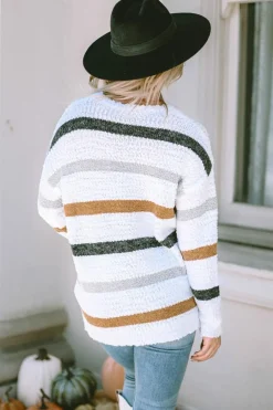 New Dear-Lover d Popcorn Knit Sweater Stripe
