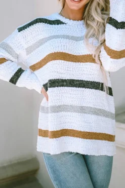 New Dear-Lover d Popcorn Knit Sweater Stripe