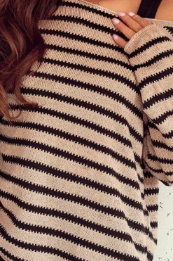 Sale Dear-Lover d Print Dropped Shoulder Loose Sleeve Sweater Stripe