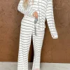Clearance Dear-Lover d Print Long Sleeve and Pants Pajamas Set Stripe