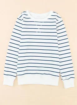 Hot Dear-Lover d Print Ribbed Trim Long Sleeve Top Stripe