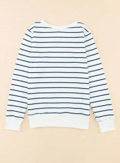 Hot Dear-Lover d Print Ribbed Trim Long Sleeve Top Stripe