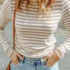 New Dear-Lover d Print Textured Knit Long Sleeve Tee Stripe