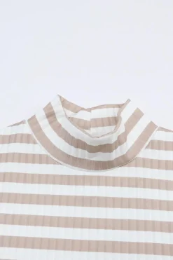New Dear-Lover d Print Textured Knit Long Sleeve Tee Stripe
