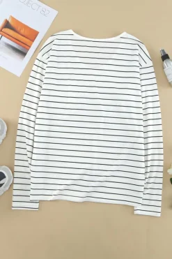 Best Dear-Lover d V Neck Long Sleeve Top Stripe