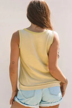 New Dear-Lover Metallic Sheen Edge Scoop Neck k Top Tan