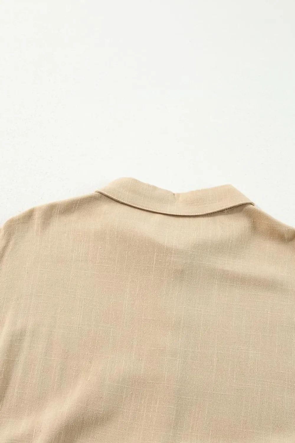 Fashion Dear-Lover Puff Sleeve Buttoned Tiered Pleated Shirt Mini Dress Tan