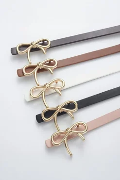 Discount Dear-Lover Bow Knot Decor Thin Waist Belt Thai Curry