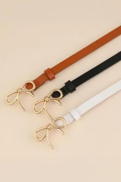 Discount Dear-Lover Bow Knot Decor Thin Waist Belt Thai Curry