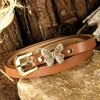 Clearance Dear-Lover Butterfly Decor Buckle PU Leather Thin Waist Belt Thai Curry
