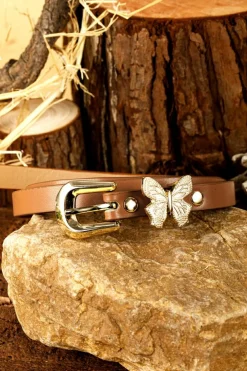 Clearance Dear-Lover Butterfly Decor Buckle PU Leather Thin Waist Belt Thai Curry