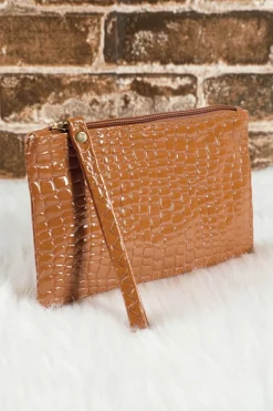 Fashion Dear-Lover Crocodile Pattern Zipper Wristlet Wallet Thai Curry