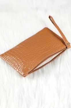 Fashion Dear-Lover Crocodile Pattern Zipper Wristlet Wallet Thai Curry