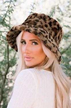 New Dear-Lover Leopard Plush Wide Brim Winter Fishman Hat Thai Curry