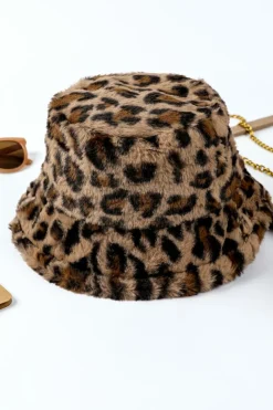 New Dear-Lover Leopard Plush Wide Brim Winter Fishman Hat Thai Curry