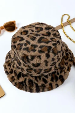 New Dear-Lover Leopard Plush Wide Brim Winter Fishman Hat Thai Curry