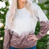 Hot Dear-Lover Tie Dye Gradient Pullover Sweatshirt Fiery Red